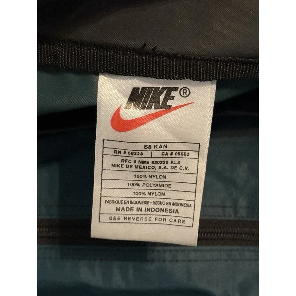 Vintage 90s Nike Large Green Canvas Swoosh Sports Duffle Bag